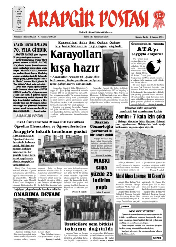 Arapgir Postası – 2 Mart 2026